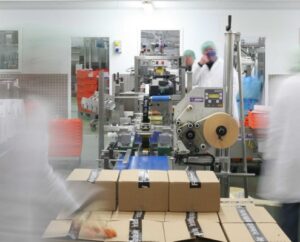 Automated packaging line in action