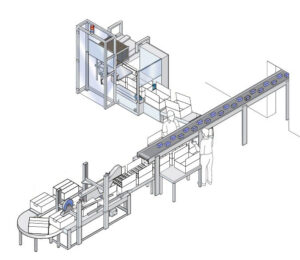 Automated packing station with conveyor belt