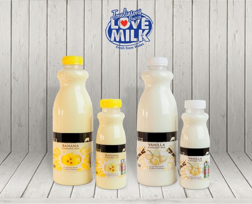Bottles of flavoured milk varieties